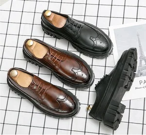 Light Mesh United States Thick Sole Carved Casual Autumn Work Boots Anti-slip Wear-resistant Office Wedding Dress Shoes