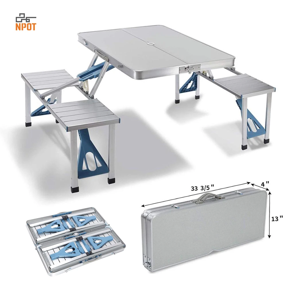 PORTABLE ALUMINIUM FOLDING PICNIC TABLE WITH 4 SEATS SET or Table/ Chairs/ Bench