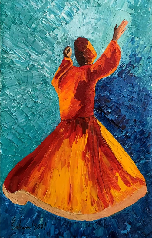 抽象的な踊る人物画 キャンバス油絵 キャンバス絵画 子供部屋 男の子