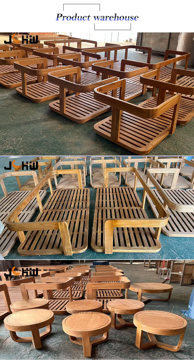 Juecheng Outdoor Teak Wood Furniture Sofa With Fire Pit Teak Patio Furniture Set Luxury Wooden