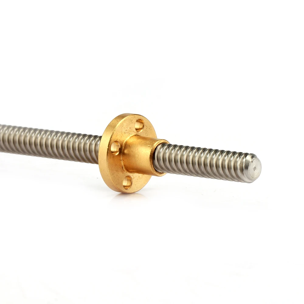 Tr8x2 8mm Trapezoidal Lead Screw with Flanged Brass Nut, 1000mm