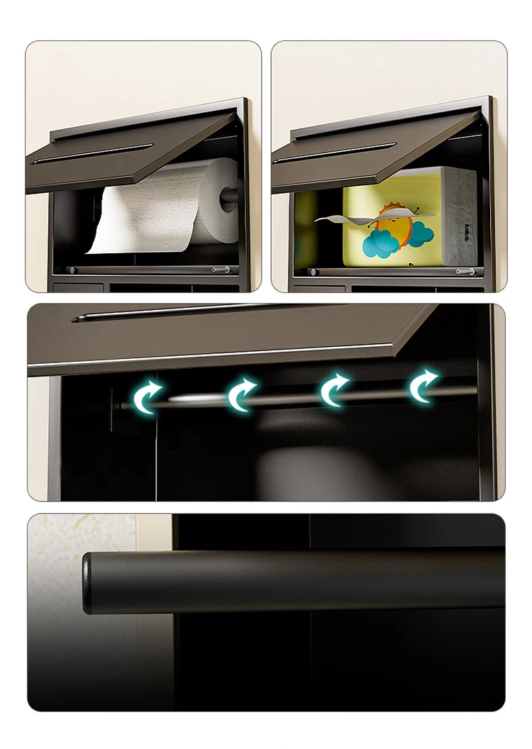 Bathroom Waterproof Niche Multifunctional Wall Storage Built-In Stainless Steel Trash Cans