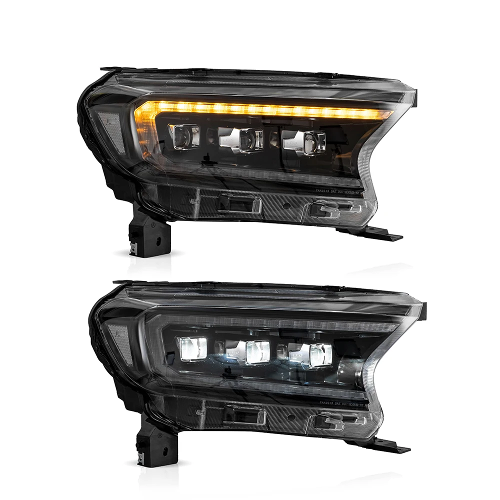 Headlight Head Light LED 3 Lens Headlights for ford Ranger Headlamp 2015+ Pick up Triple Eyes Head Lights Plug and Play