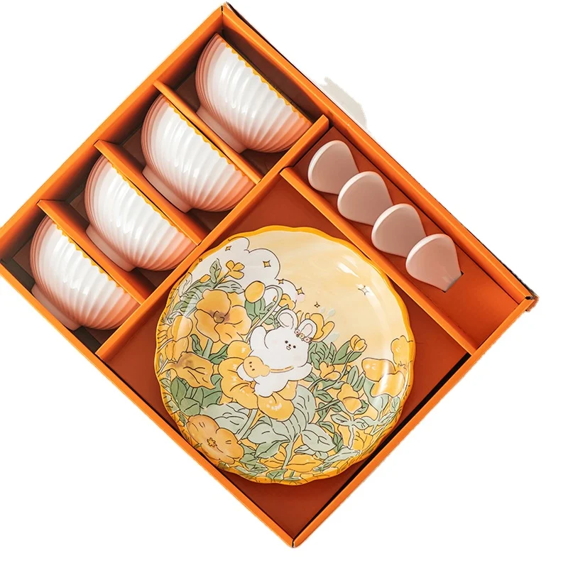 Porcelain dinner set rice bowl set porcelain plate with gift box oriental design Dinnerware set bone chiina