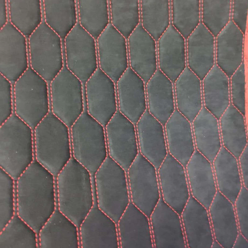 Quilted Fabric Embroidery Suede Fabric Suede Fabric With Foam and Stitching Goof for Car Seats Car Leather  Custom Fabric