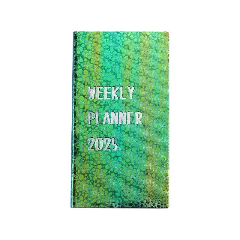 2025 A6 English Colorful Cover Calendar Mini Pocket Agendas Kawaii A6 Planners Portable Small Book Cute Diari
