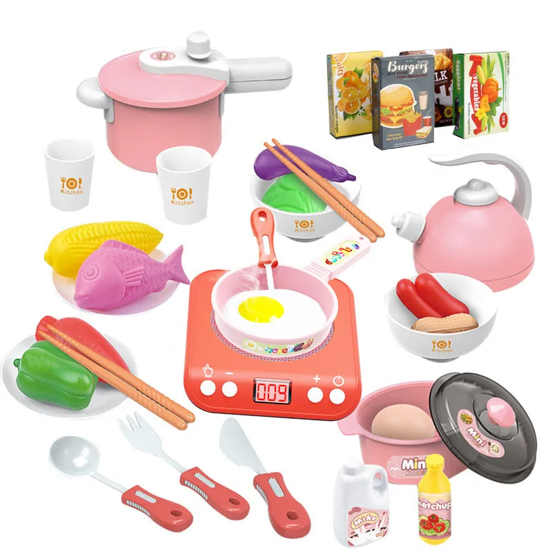 Puzzle Simulation Induction Cooker Home Appliance  Kitchen Utensils Role Soft Plastic Play Wonder Electric Kitchen Play Set Toys