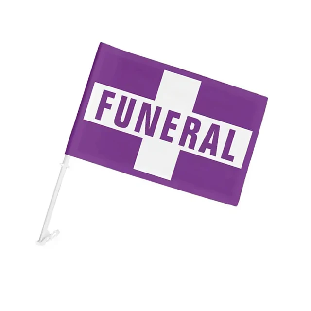 Wholesale Funeral Procession Car Window Flag Custom Funeral Car Flag With Plastic Flagpole Holder