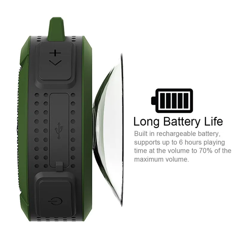 C6 Bluetooth Speaker Wireless TF Card Handsfree Suction Cup Portable Music USB IPX6 Waterproof Speaker - ANKUX.COM