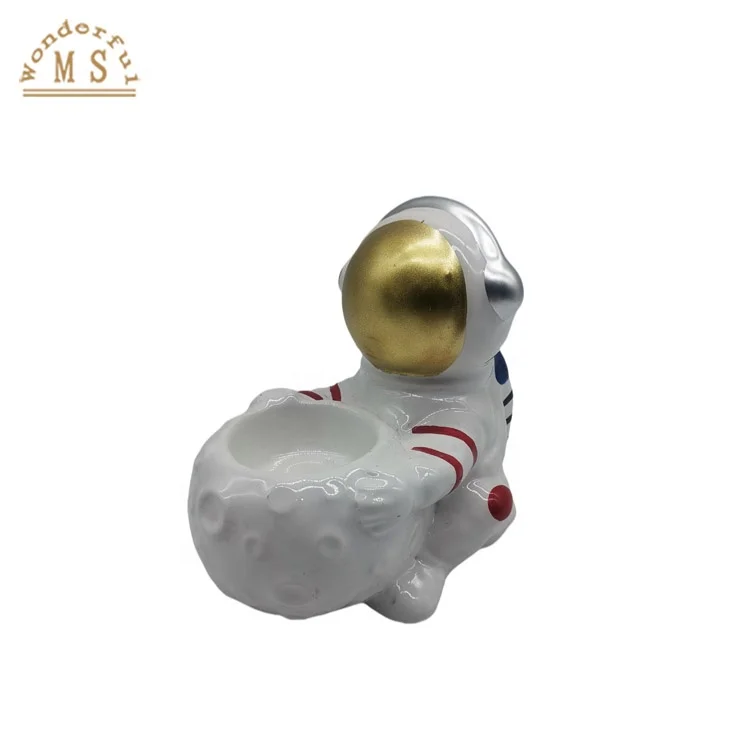 Spaceman Rocket Candle Holder Cup Jar Creative Astronaut Model Tableware Set Gift for Kitchen Home