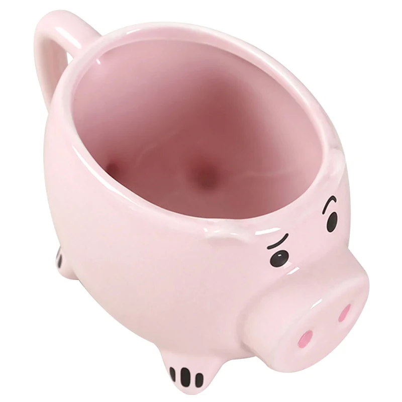 3D Mug Piggy Shape Dolomite Pig Mug Pink Color Ceramic Handpainting Pig Shaped Coffee Mug