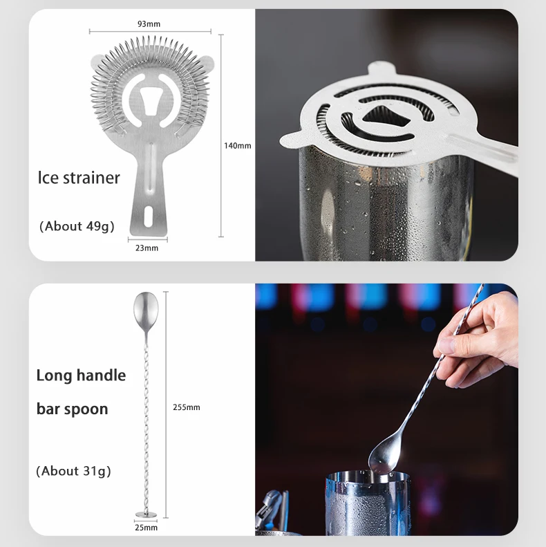 Cocktail Shaker Set 12pc Drink Shakers Cocktail With Bamboo Stand