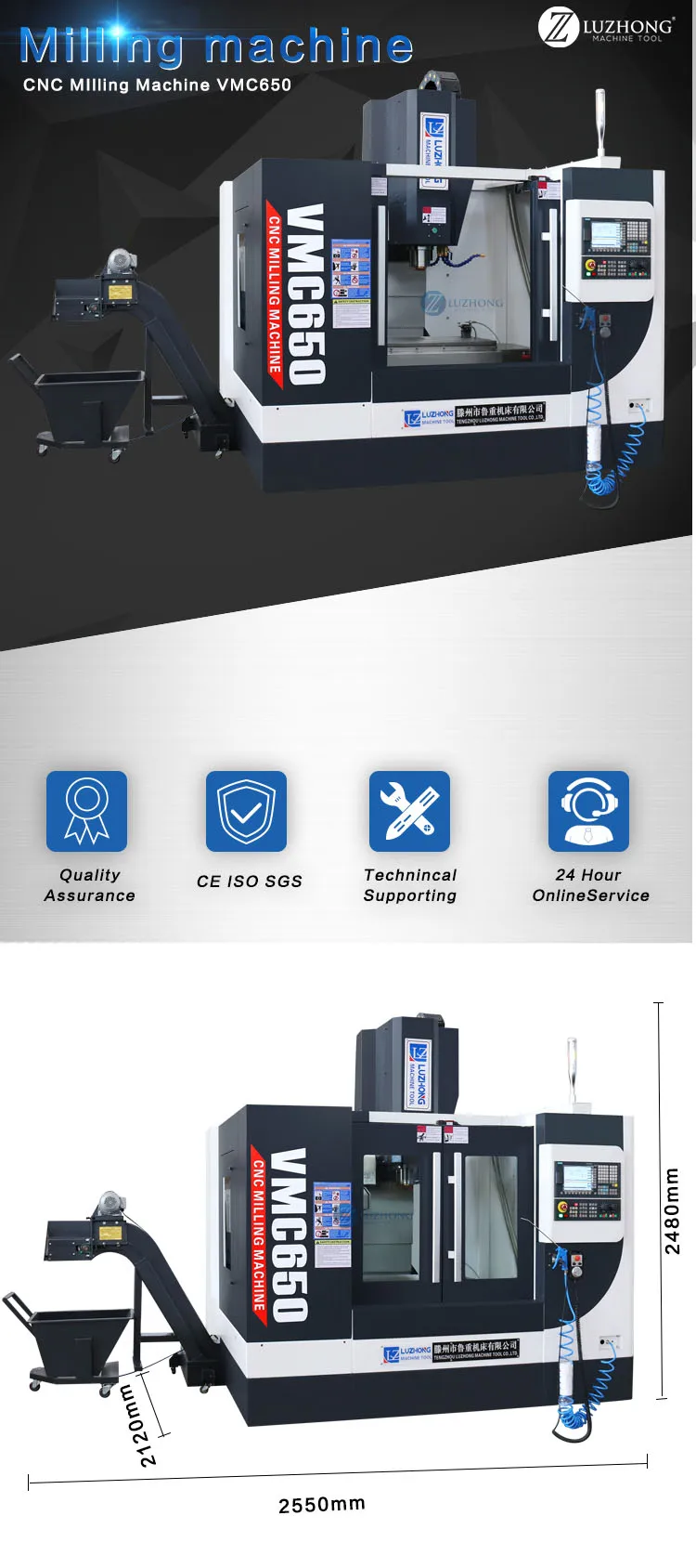 Fanuc/siemens/gsk System Vmc Cnc Milling Machine Cnc Vertical Machining ...