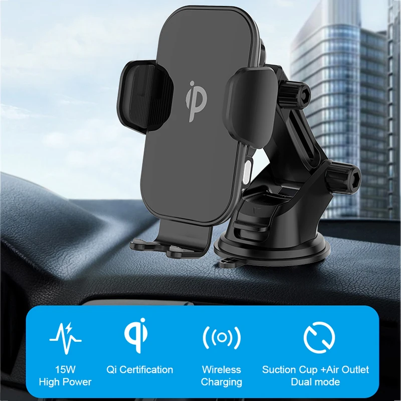 
 Стеклянный зеркальный дизайн 15 Вт быстрый беспроводной держатель для телефона Qi автомобильное беспроводное зарядное устройство  