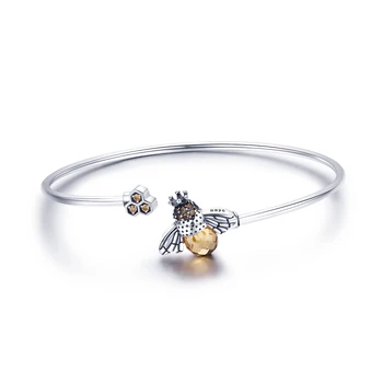 Lovely bee design new fashion S925 sterling silver bracelet female personality crystal bracelet