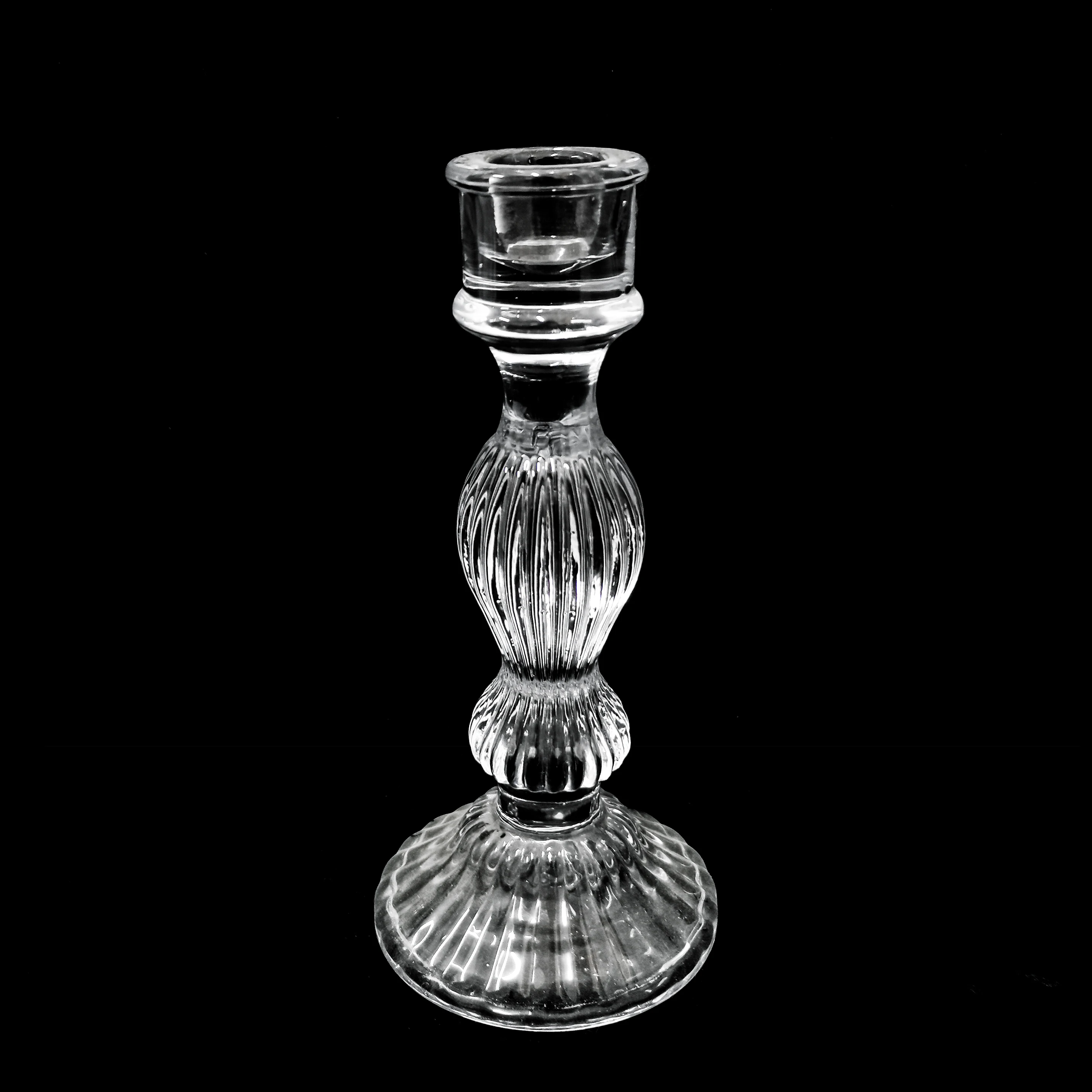 Wholesale vintage Crystal glass candle holders set decorative clear glass pillar taper candle holder for home table decoration manufacture