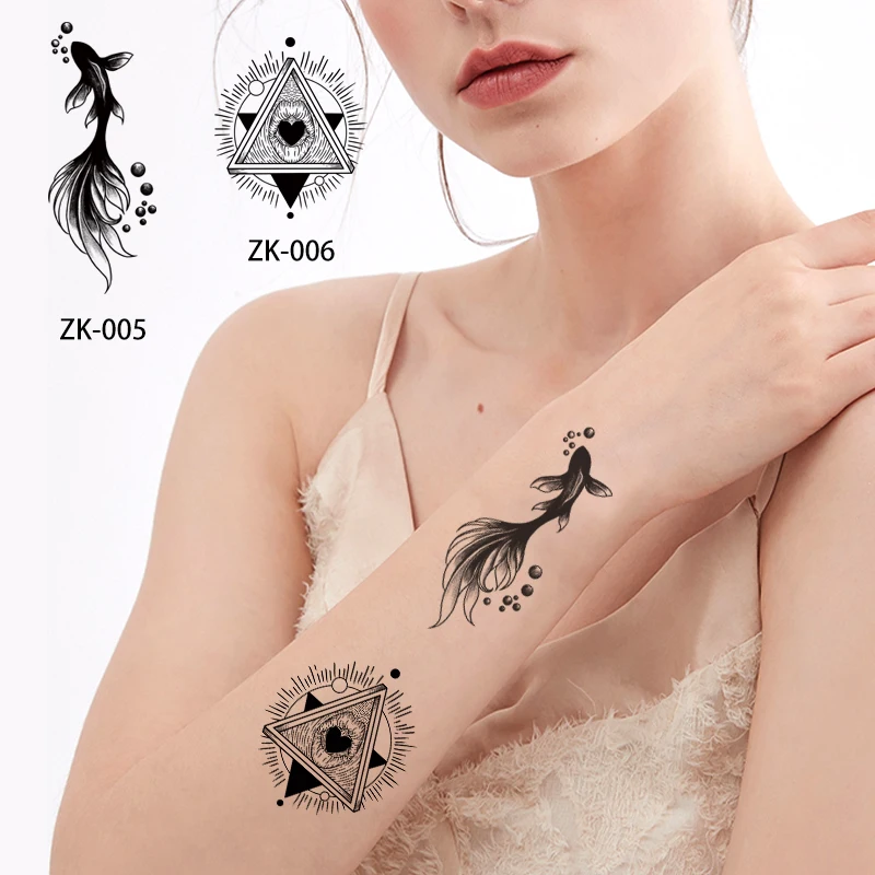 High Quality New Herbal Koi Pisces Tattoo Sticker Semi-Permanent Waterproof Sweatproof Design for Arm Use