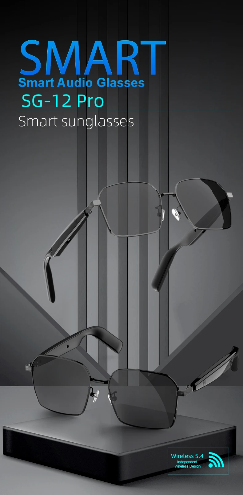 Welcome OEM Order, Factory Whole Selling Sg12 Pro Smart Glasses Bt Call Waterproof Intelligent Noise Reduction Music Play Outdoor Sunglasses Smart Wearable Headset 2025 - Buy 2025 Smart Glasses Smart Glasses For Men Outdoor Sports Smart Watch Smart Watch For Women