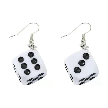 factory direct price dice acrylic resin earrings jewelry, dangle silver earrings
