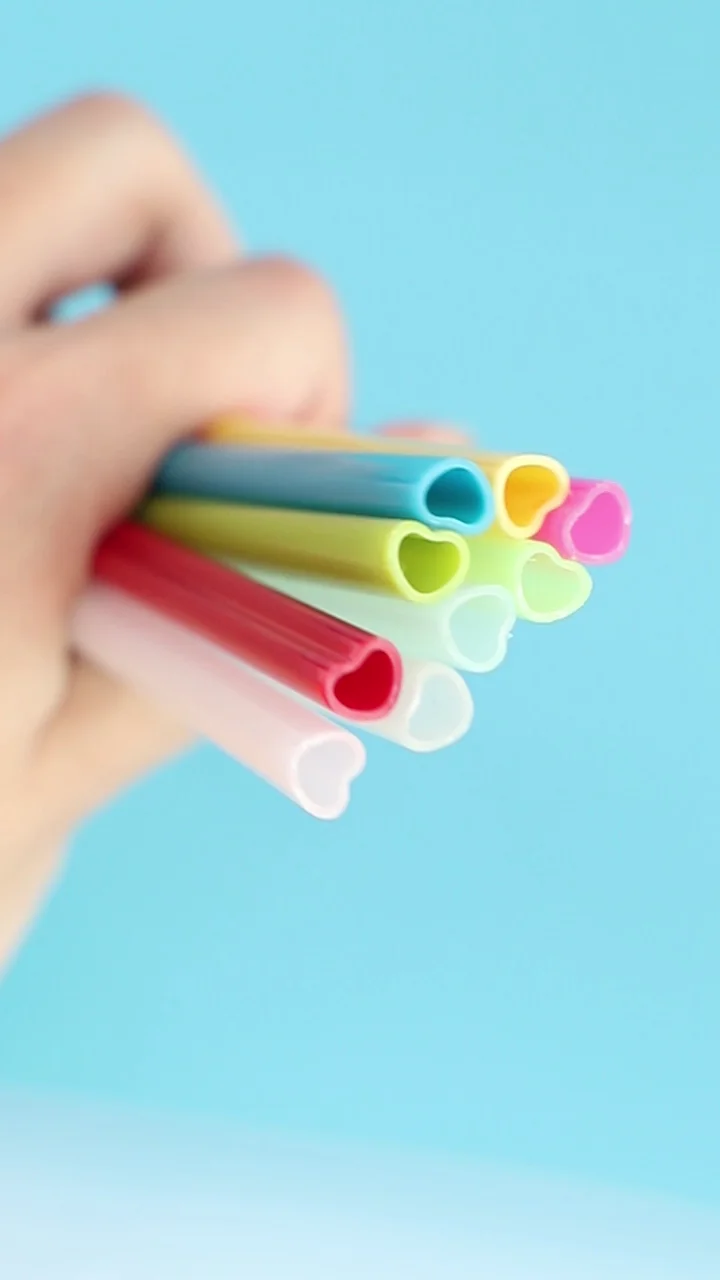 Heart Shaped Pp Plastic Straws,Reusable Hard Plastic Drinking Straws