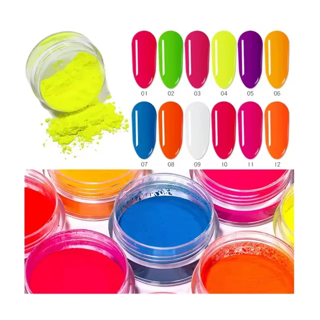 Set Manicure Dip Powder Nail Pigment Glitter Powder Nail Art Decorations Neon Phosphor Powder