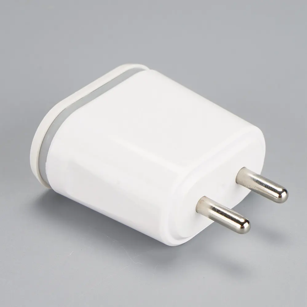 IN/India Plug 1 USB-A + 1 USB Type-C White Square Travel/Wall charger 110V-230V 1051