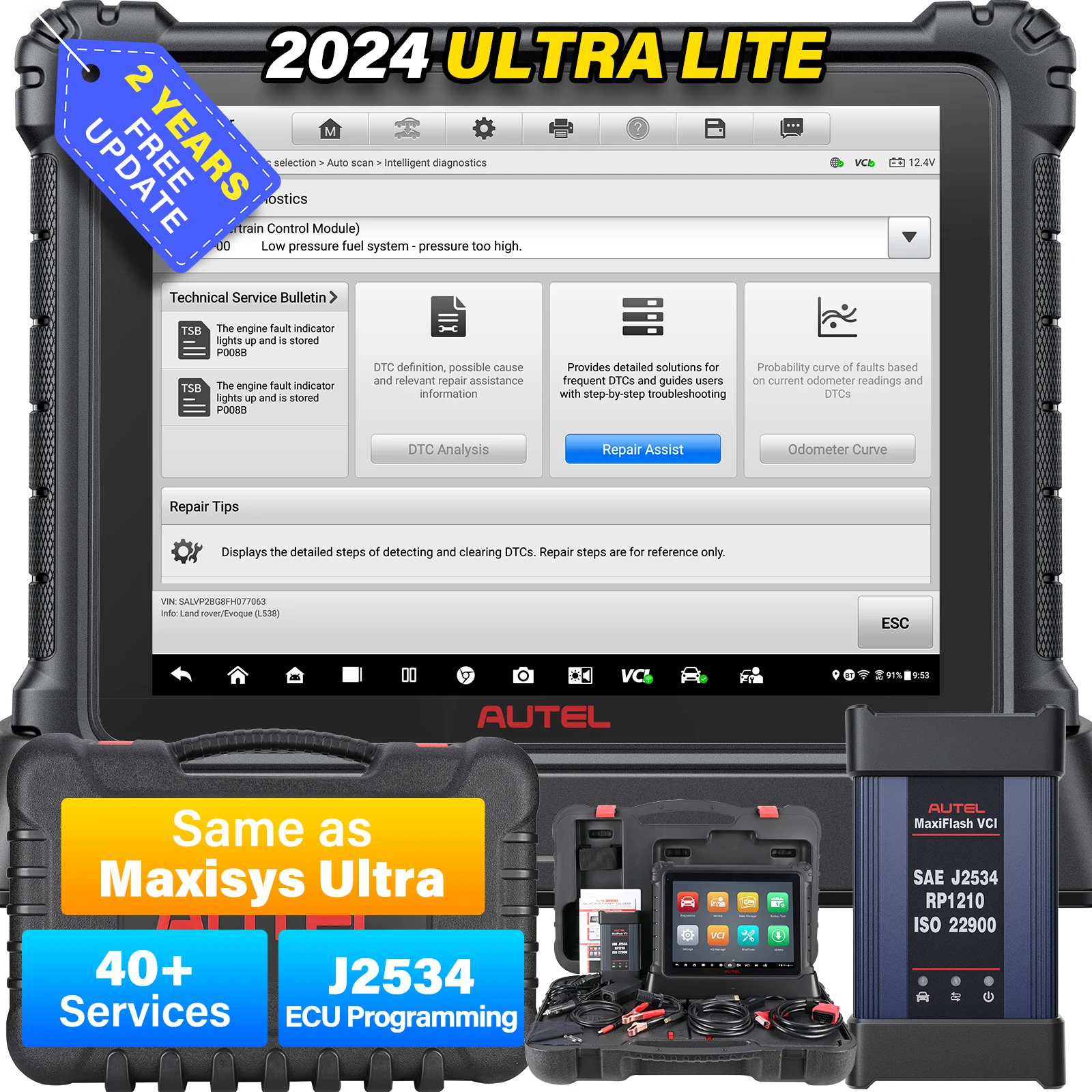 Профессиональный autel maxisys ultra lite ms909 mk908p mk 908 obd2 ecu Программатор автоматический диагностический инструмент сканер