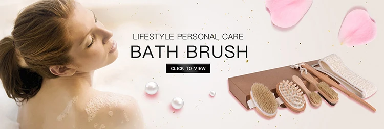 Wholesale Bathroom Supplies Long Handle Bristle Body Bath Shower Back Spa Bath Brush With Long Bending Wood Handle Body Brush