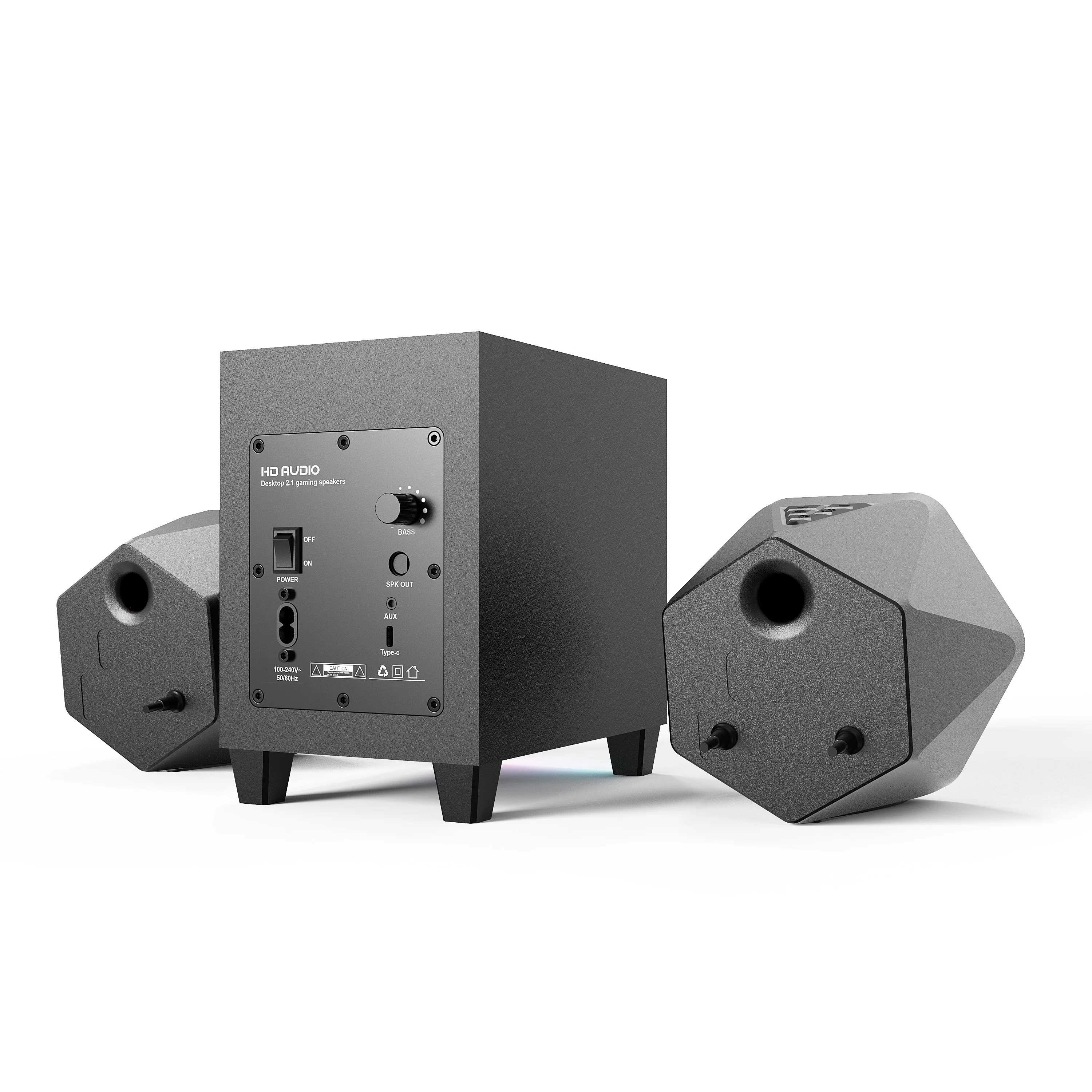 Fashion-Designed for Computer Speakers 80W Output Power Wireless Touch Control Pod Aux for PC Laptop Gaming Mobile Pho