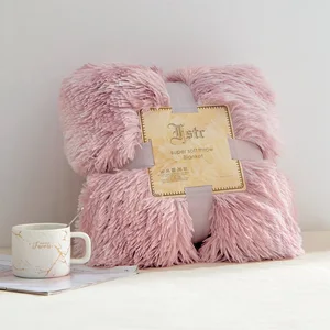Custom amazon Hot Sale Minky Plush Fluffy Luxury Soft Warm Bed Polyester Faux Fur Throw  Blankets