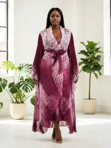 European and American High-end Pleated Women's Long Dress for Casual Wear in Large Size