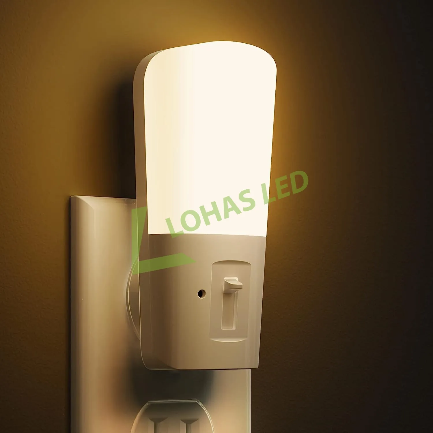LOHAS Dimmable LED Night Light for Kids Baby Plug Into Outlet with Dusk Dawn Sensor for Bedroom Room Made From PC Material