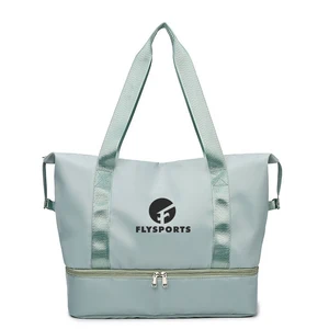 Business Style Polyester Travel Bag Foldable Lightweight Large Capacity Durable Soft Pattern Zipper Short Distance Handbag