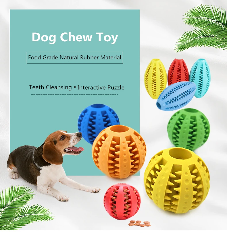 Dog Treat Toy Ball, Dog Tooth Cleaning Toy, Interactive Dog Toys(1 Green+1  Bl