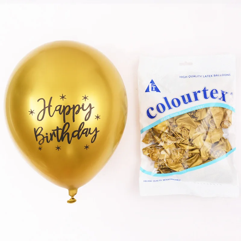 Chrome Balloons Multicolor Happy Birthday Metallic Balloons 12 Inch Latex Metallic Balloon for Women Kids Baby Shower Party