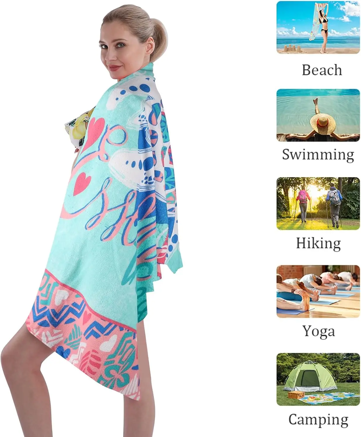 Wholesale Custom Lightweight Striped Microfiber Beach Towels Sand-Free Digital Sublimated Personalized Logo Design details
