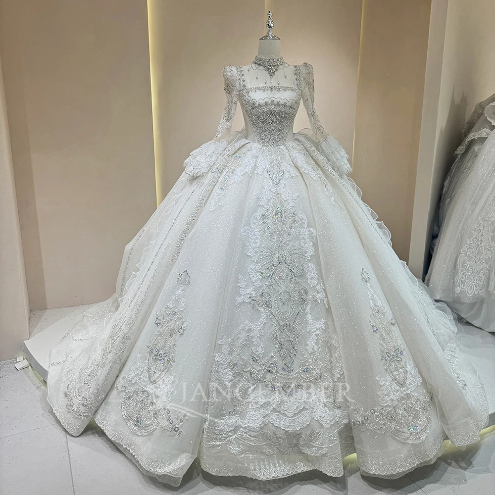 chinese dress ladies Glitter Wedding Dress Ball Gown V Neck Lace Embroidery