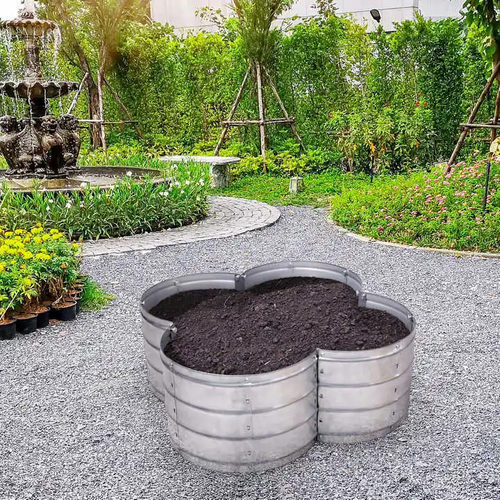 Clover Shaped Planter Box Kit Powder Coated Finish for Home Outdoor  Gardening & Flower Pot Display