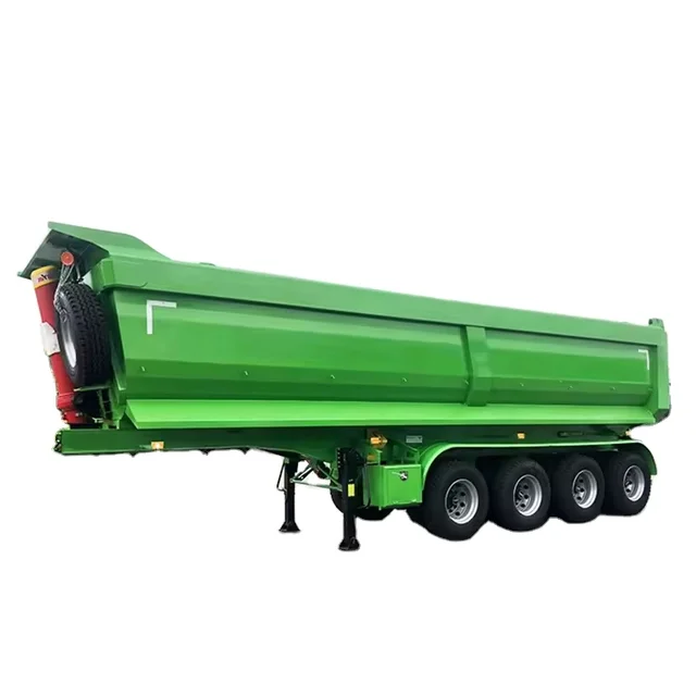 Low Price New U-shaped 4 Axles Heavy Duty Load 80-100 Ton Steel Hydraulic Side Rear Tipper Dump Semi Trailer in Africa
