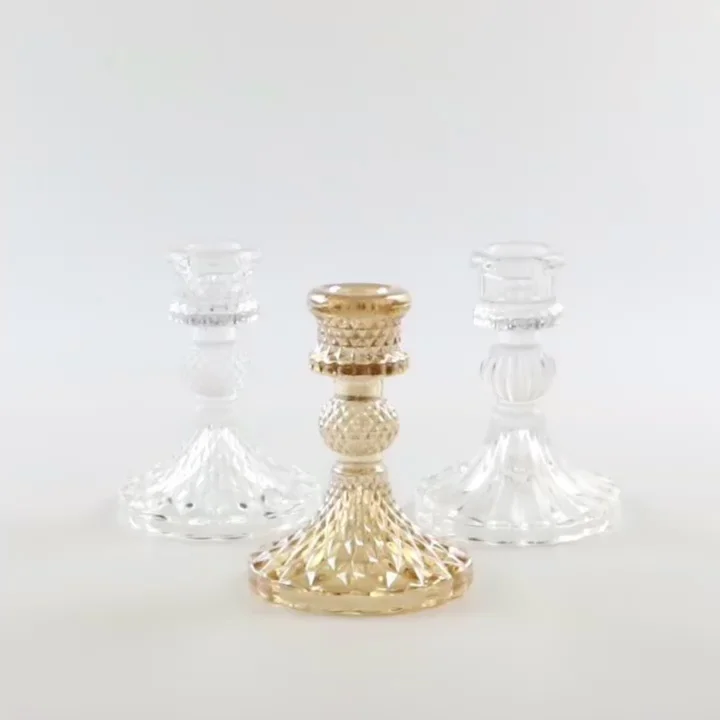 Factory Manufacture Multicolor Small Glass Candlesticks For Table Decor