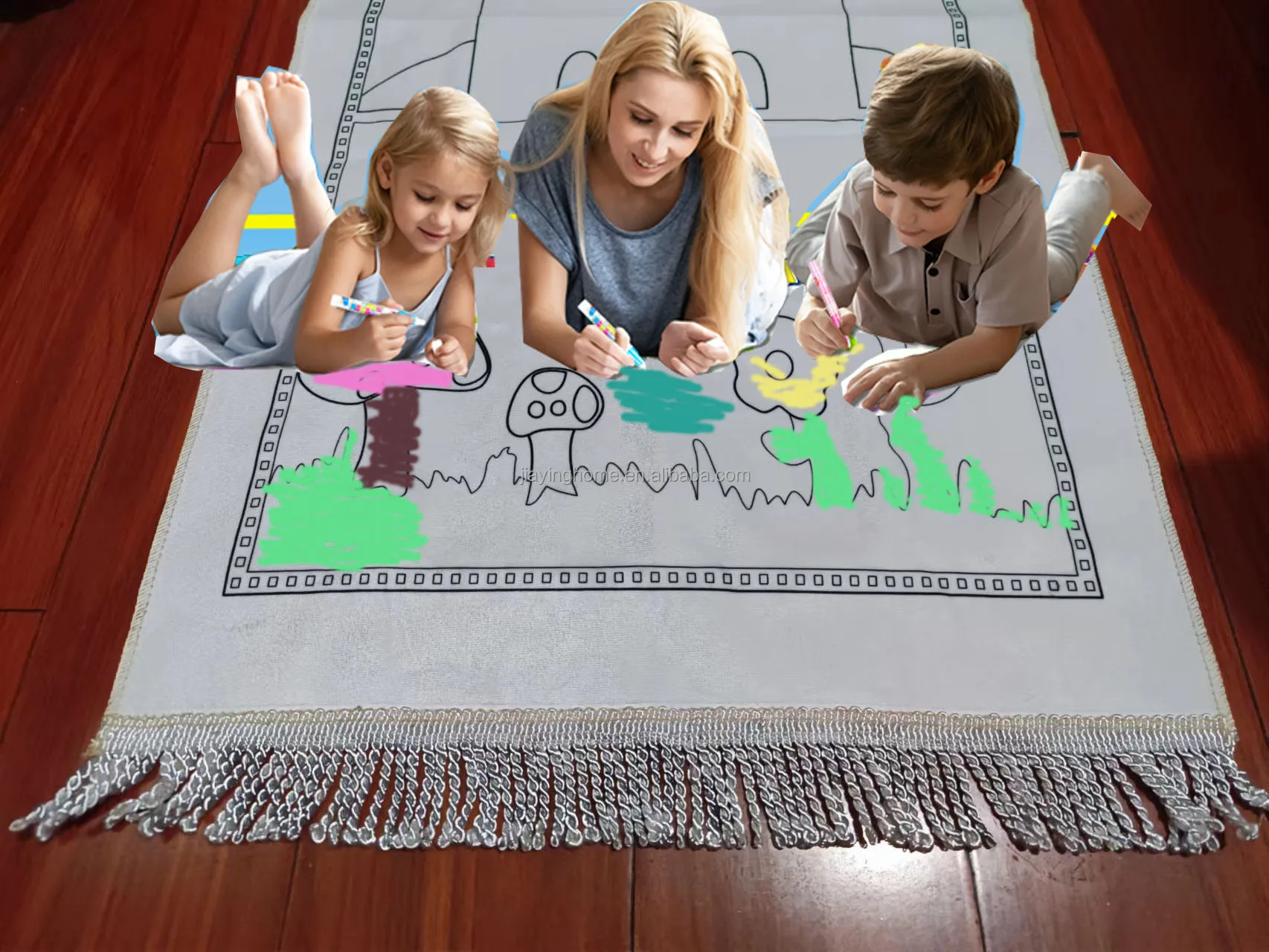 Islamic Educational Custom Coloring Kids Prayer Mat Tassel Prayer Mat