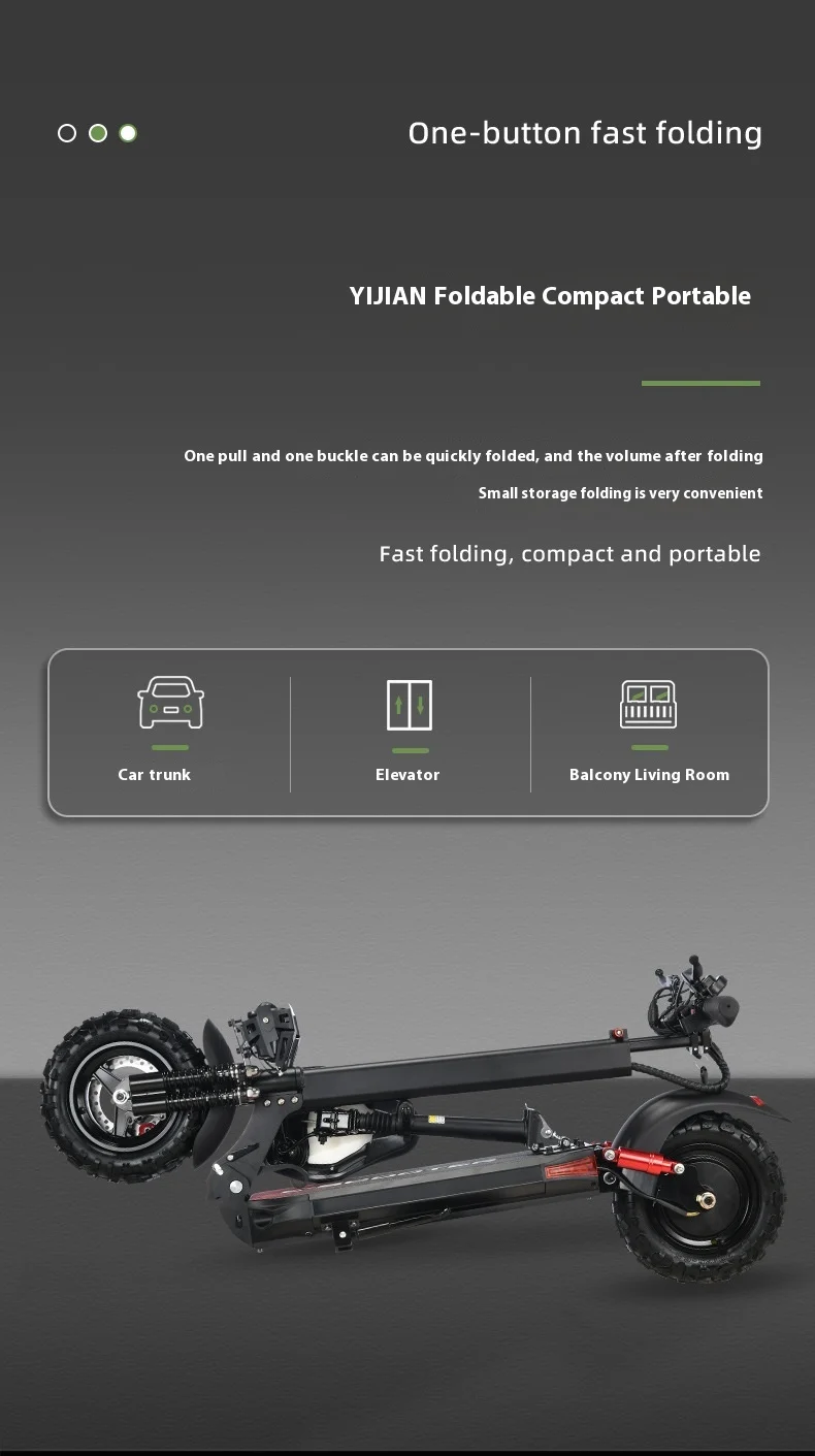 1200W Folding E-Scooter 18Ah Lithium Battery for 11