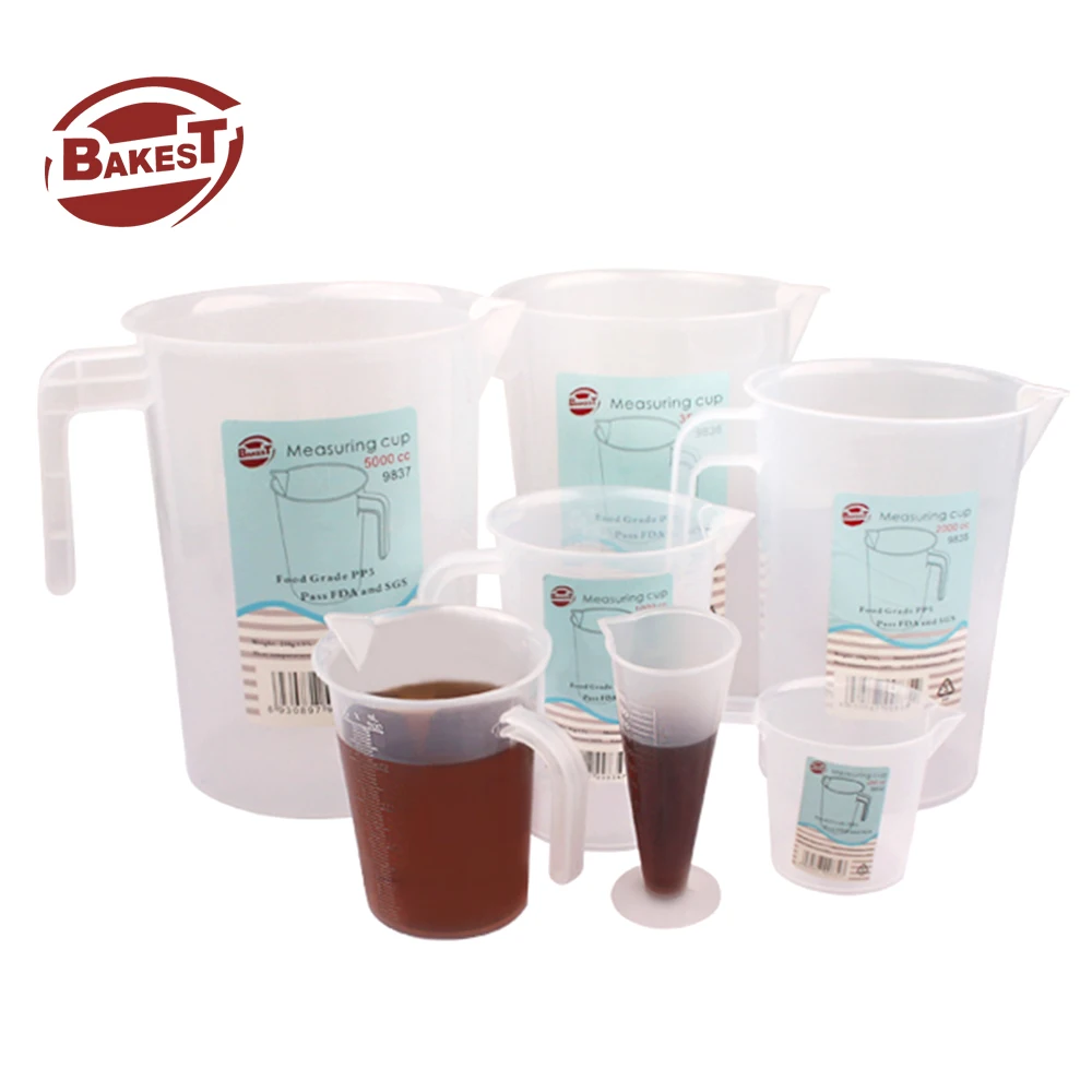 Bakest Pp Plastic Transparent Liquid Measuring Jug With 250ml/500ml/1l/2l/5l Oz/liters/litre Graduated Measurements Cup Jugs Set