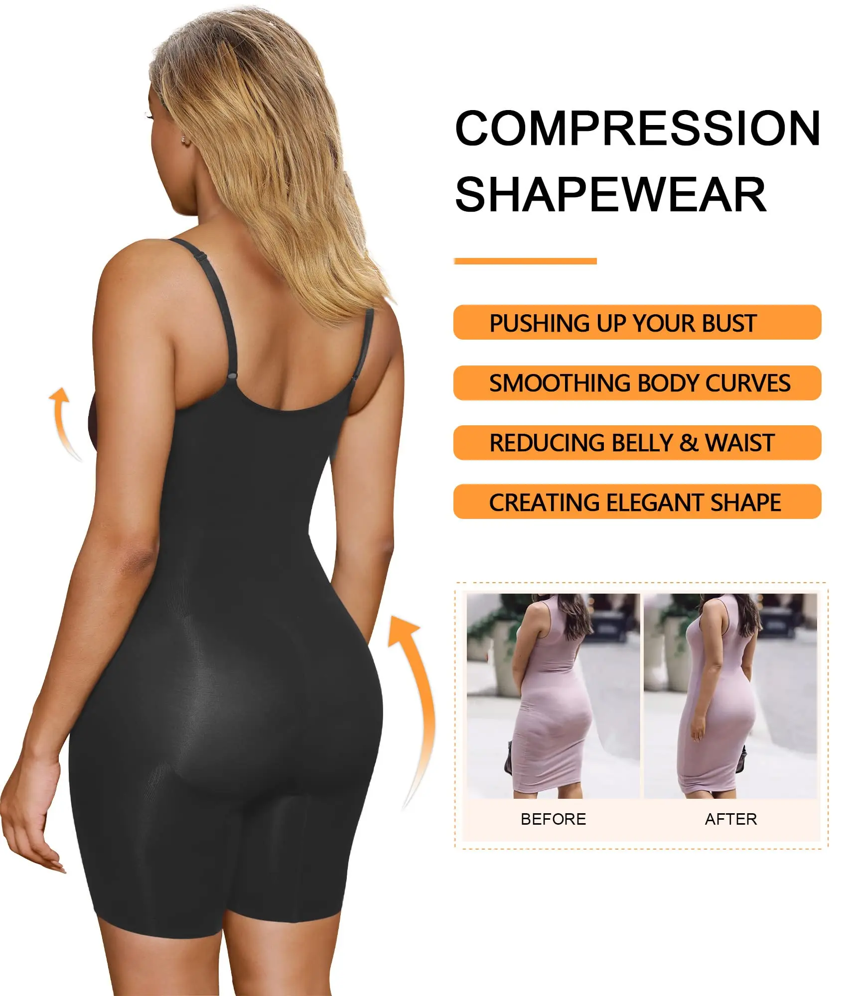 Women Compression Plus Size Body Shaper High Waist Support Middle Thigh ...