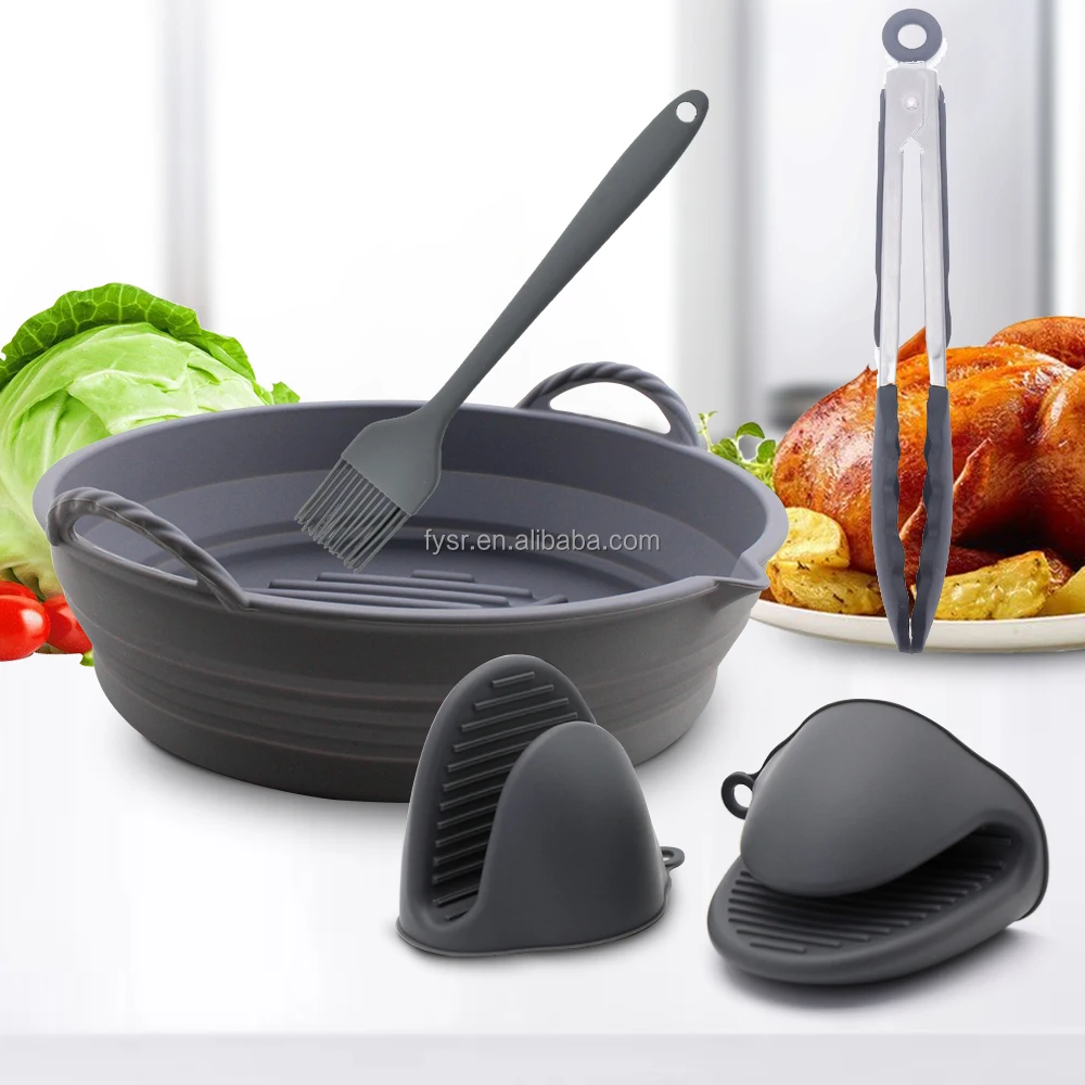 Nonstick Microwave Silicone Baking Pan Food Grade Round Shape Air Fryer