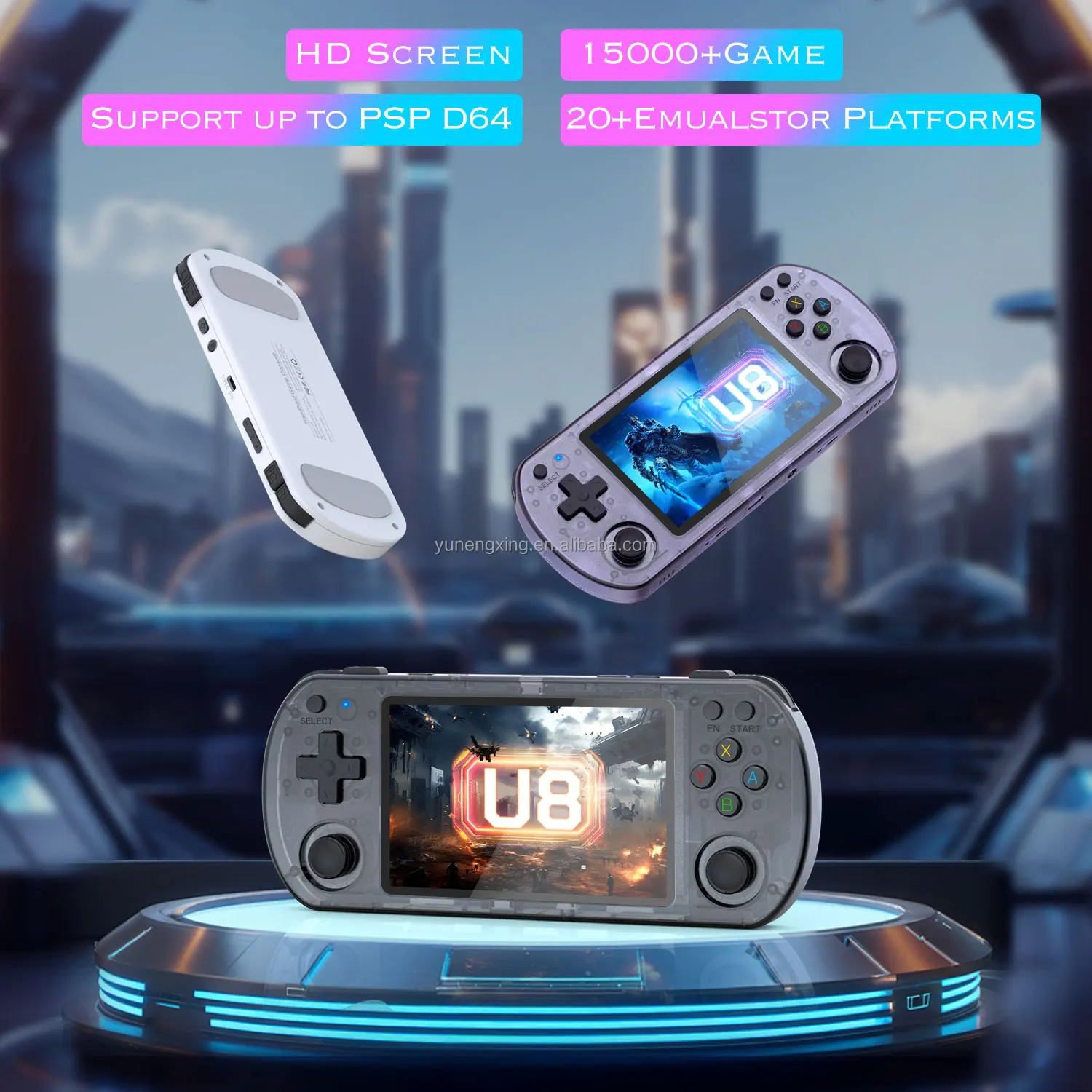 Open Source U8 Retro Handheld Video Game Console Linux System 4.0 Inch IPS Screen Portable Pocket Video Player R35S 64GB Games