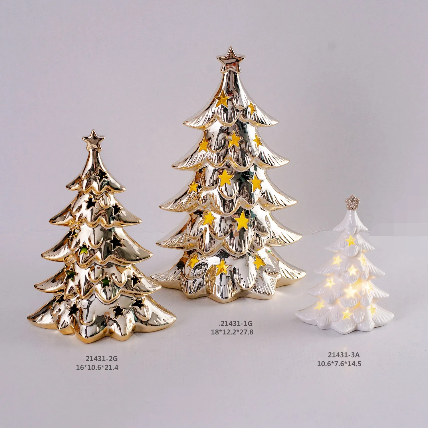 Ceramic Christmas Tabletop Ornament Tree Design with LED Light