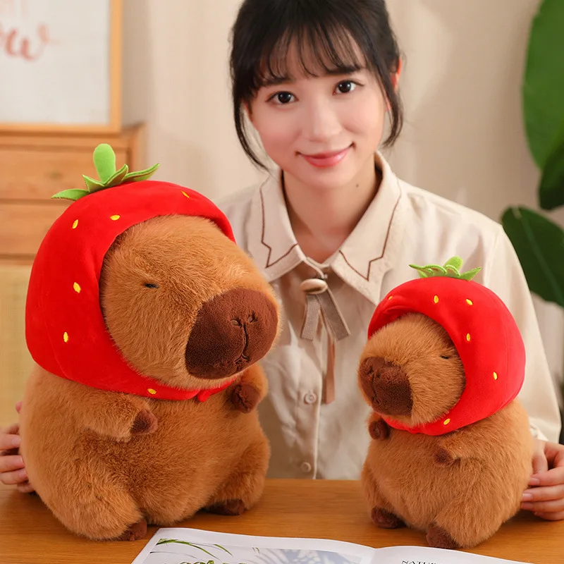 Professional Custom Simulation Animal Plush Toy Small sold with Strawberry Hat