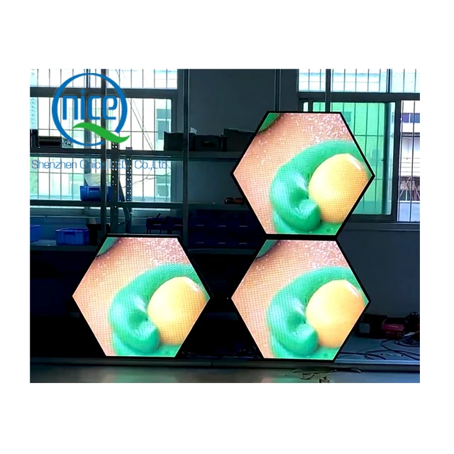 Ceiling Hanging Wall Mounted Hexagon LED Screen Video Advertising Display Digital Signage Hexagon Wall Decor LED Panel Board