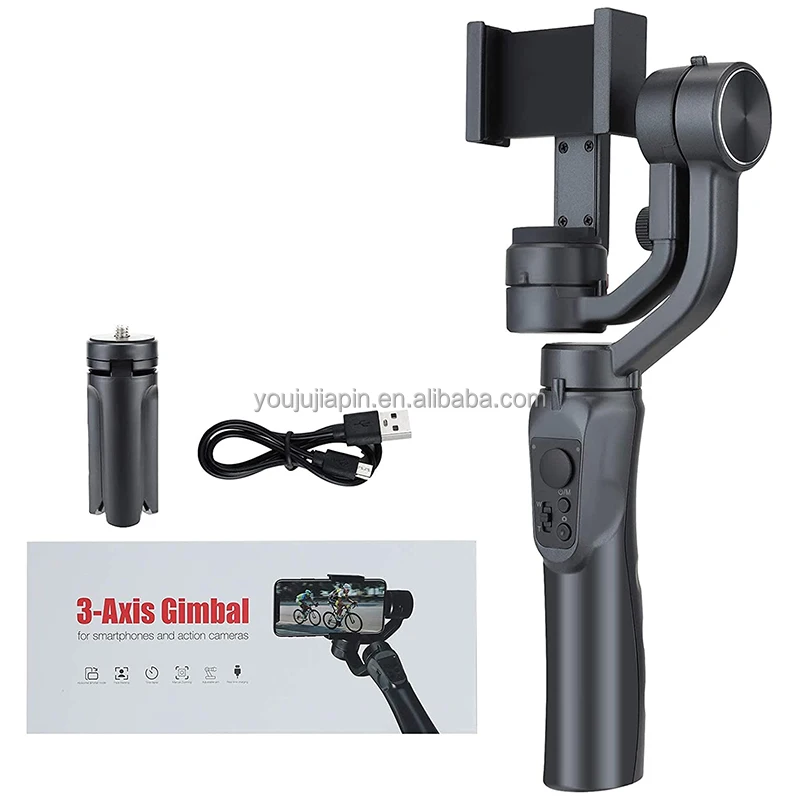 F6 3 Axis Smartphone Gimbal Handheld Stabilizer Selfie Stick with Mini Tripod Face Tracking Shooting Stabilizer for Mobile Phone